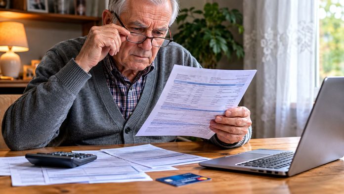 ccr-cass-pensii.jpg Pensionar analizând talonul de pensie și documente oficiale