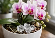 De ce nu mai înflorește orhideea. Trucul cu cubul de gheață pe care multe femei au început să îl folosească Orhidee Phalaenopsis îngrijită cu metoda cuburilor de gheață