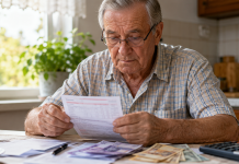 Pensionarii ar putea primi mai mulți bani din ianuarie 2027. Creșterile discutate ajung până la 480 de lei Pensionar analizând talonul de pensie și bancnote românești după anunțul privind posibile majorări din 2027.