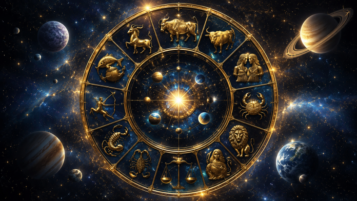 horoscop-18-iunie-2026.jpg Cerc zodiacal luminos cu cele 12 zodii și efecte astrale spectaculoase pentru horoscopul zilei de 18 iunie 2026.
