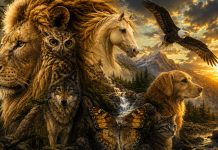 Iluzie optică cu mai multe animale ascunse pentru un test vizual de personalitate