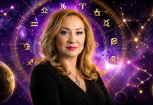 Cristina Demetrescu: Patru zodii lasă problemele în urmă până la sfârșitul lunii iulie. Astrele le pregătesc o schimbare importantă Cristina Demetrescu în prim-plan, cu cerc zodiacal și efecte astrale mov și aurii, ilustrând previziunile pentru finalul lunii iulie.