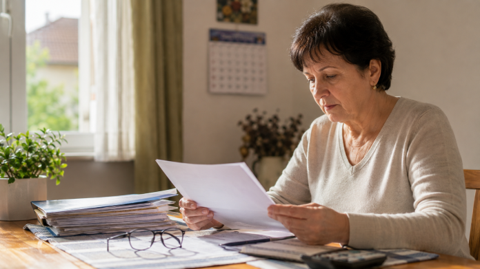 pensionare-femei-august-2026.jpg Femeie care verifică documentele pentru pensionare, ilustrație pentru schimbările privind stagiul de cotizare aplicabile din august 2026.