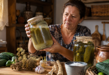 Murături tari și zeamă limpede toată iarna. Ingredientul banal care poate strica totul dacă este ales greșit Gospodină verificând un borcan cu murături a cărui saramură a devenit tulbure.
