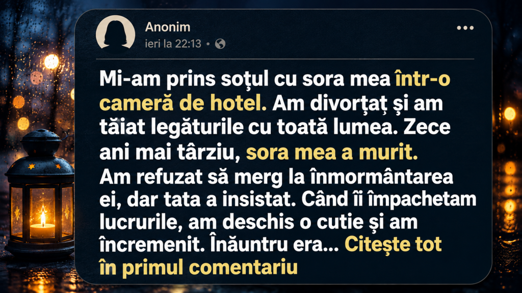 Femeie care descoperă după zece ani adevărul despre întâlnirea dintre soțul ei și sora sa.