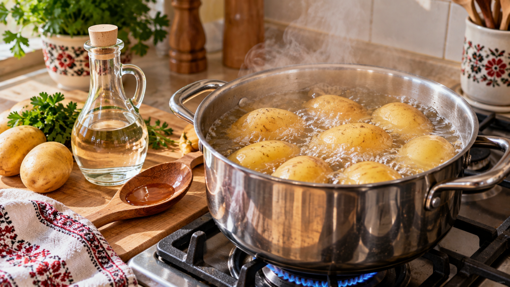 Oțet adăugat în apa în care fierb cartofii