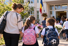 Începe școala! Ce trebuie să știe părinții din prima zi. Schimbările care îi așteaptă pe elevi în anul școlar 2026–2027 Elevi și părinți în prima zi de școală din 7 septembrie 2026
