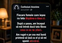 Femeie privind surprinsă un telefon după ce prietena ei a ieșit la întâlnire cu tatăl său