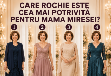 Patru modele diferite de rochii elegante pentru mama miresei, numerotate de la 1 la 4