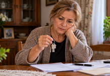 Ai trecut casa pe numele copiilor? Dreptul care te poate proteja să nu rămâi fără locuință Femeie în vârstă ținând cheile locuinței lângă un contract așezat pe masă