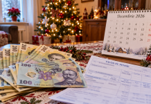 Până la 500 de lei în plus pentru pensionari în decembrie 2026. Cine primește banii automat, fără să depună cerere Bancnote românești de 100 și 200 de lei lângă un talon de pensie și un calendar cu luna decembrie 2026, ilustrând ajutorul financiar pentru pensionari.