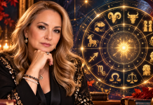 Ilustrație astrologică pentru horoscopul Cristinei Demetrescu din perioada 26 octombrie – 1 noiembrie 2026, cu simboluri zodiacale și atmosferă de toamnă.