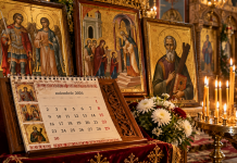 Calendar ortodox noiembrie 2026. Sărbătorile cu cruce roșie, zilele importante și când începe Postul Crăciunului Calendar ortodox pentru noiembrie 2026, ilustrat cu icoanele Sfinților Arhangheli Mihail și Gavriil, Maicii Domnului și Sfântului Apostol Andrei.