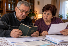 Ai lucrat ani întregi, dar nu îți apar toți la pensie? Ce trebuie să verifici înainte să depui dosarul și cum poți dovedi perioadele lipsă Persoană apropiată de pensionare verificând carnetul de muncă și documentele privind vechimea, pentru identificarea anilor care lipsesc din evidențele de pensie.