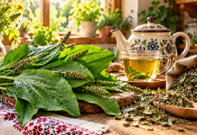 Frunze de pătlagină folosite tradițional pentru ceai și remedii naturale